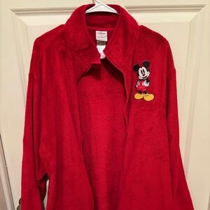 Disney Store Mickey Jacket Zip Up Fuzzy  Fleece Red Size XL